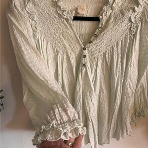 Tulle Light Green Ruffled Blouse